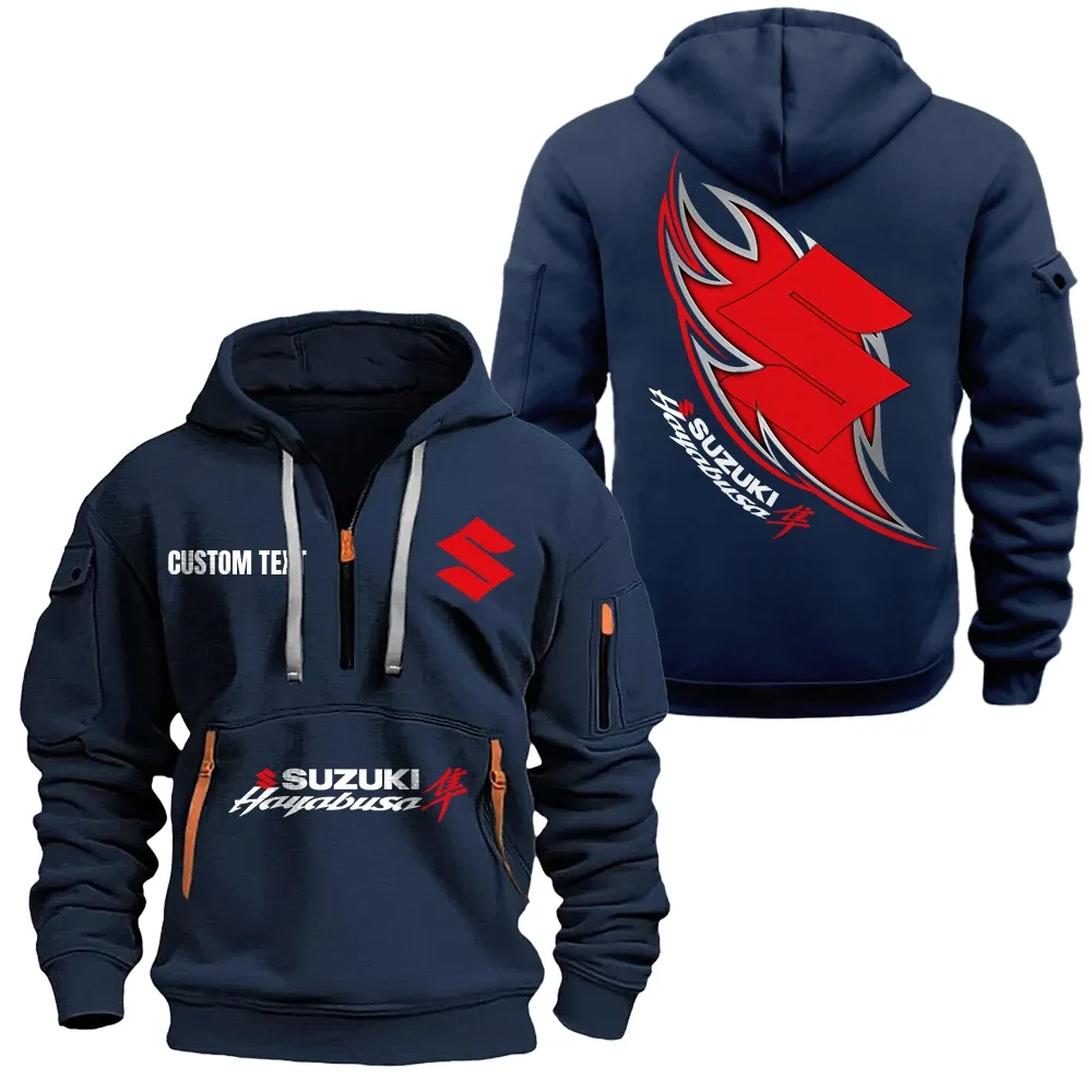 Suzuki Hayabusa Hoodie Half Zipper CAR1701112183, CAR All Over Print Hoodie Half Zipper - Navy