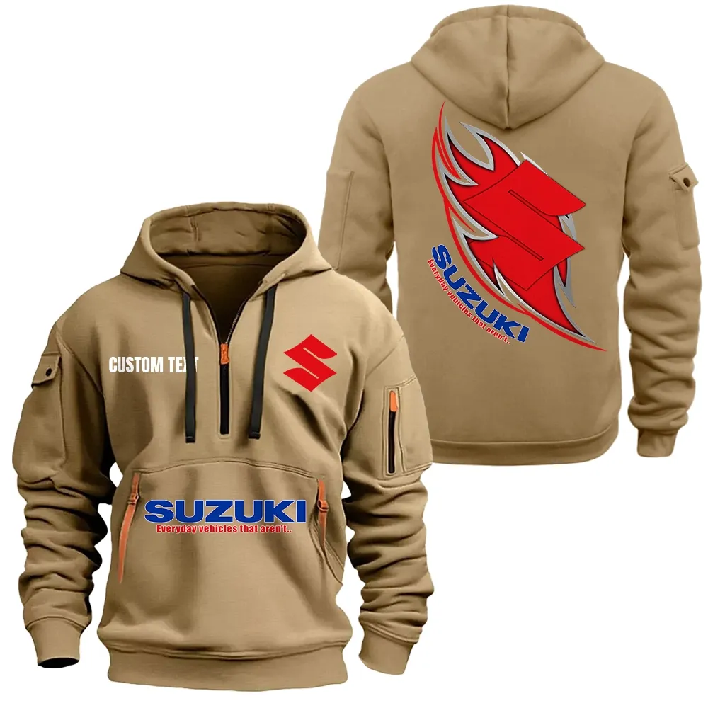 Suzuki Hoodie Half Zipper CAR1701112184, CAR All Over Print Hoodie Half Zipper - Khaki