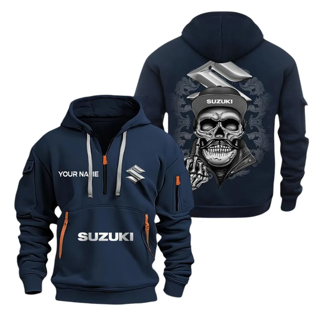 Suzuki Motors Half Zip Hoodie For Men, Gift For Suzuki Motors Fan CAR166022625198 - Navy