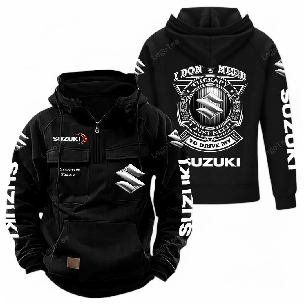 suzuki tactical quarter zip hoodie car106021525025 gifts for men him husband boyfriend black sem2e