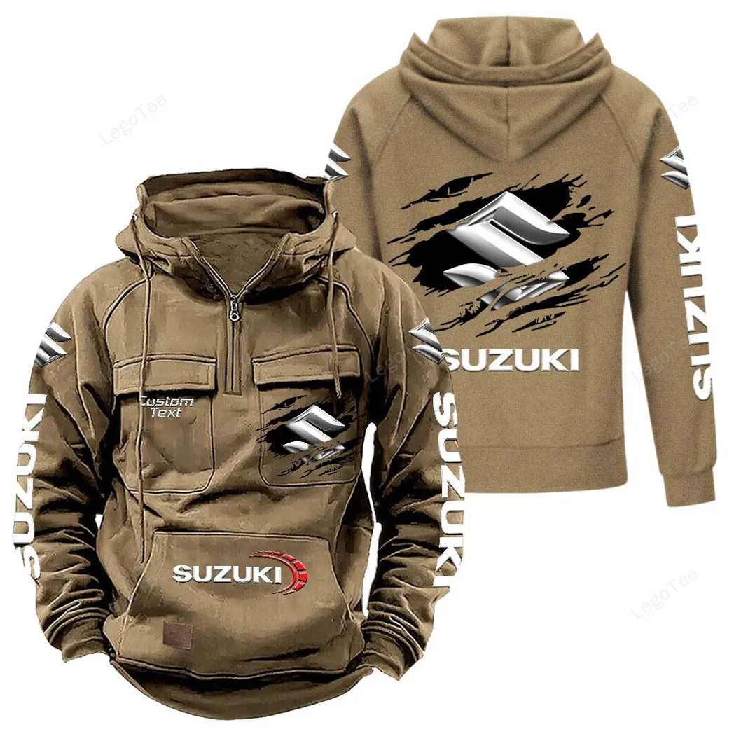 suzuki tactical quarter zip hoodie gift for suzuki lovers gift for him husband boyfriend khaki car122021425058 4