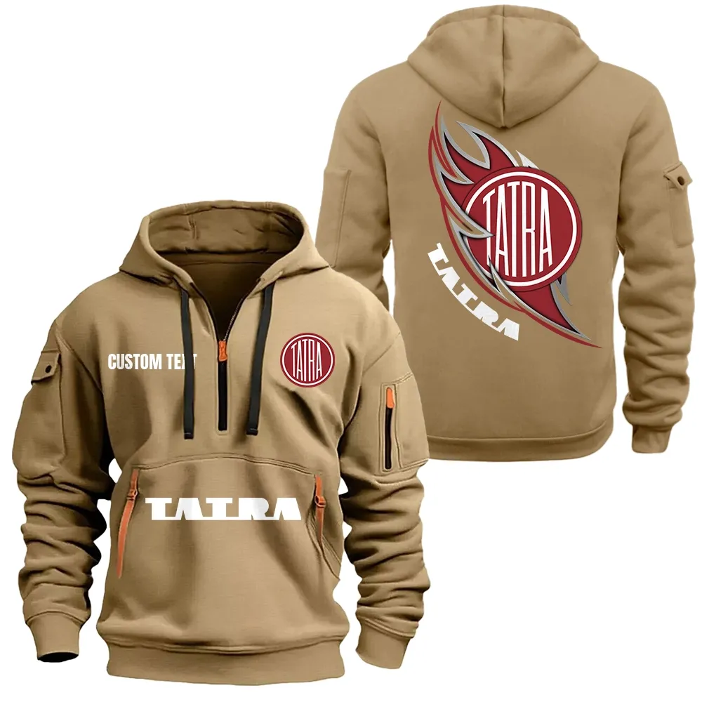 Tatra Hoodie Half Zipper CAR1701112185, CAR All Over Print Hoodie Half Zipper - Khaki
