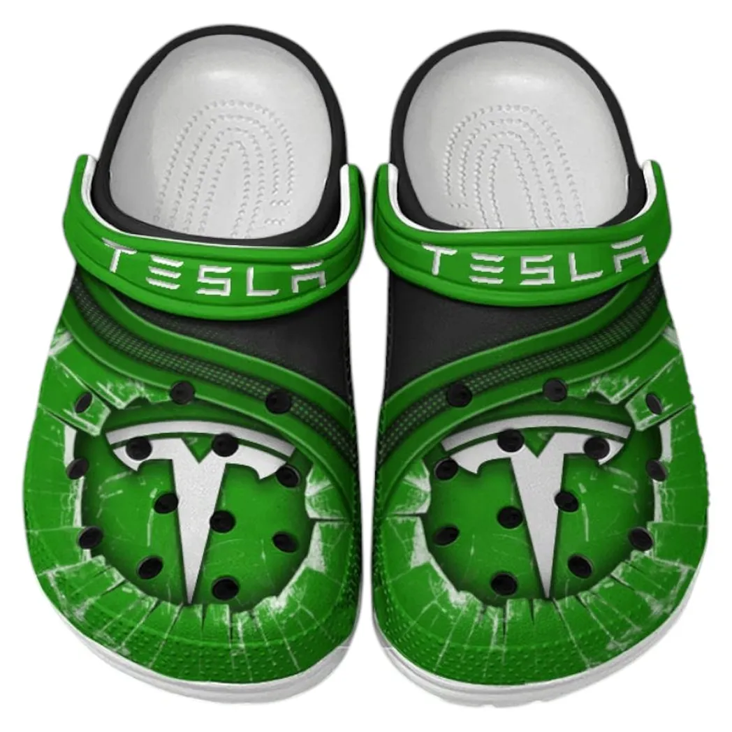 Tesla Crocs Clogs Men Women, Gift For Tesla Fan CAR188032025139 - Green