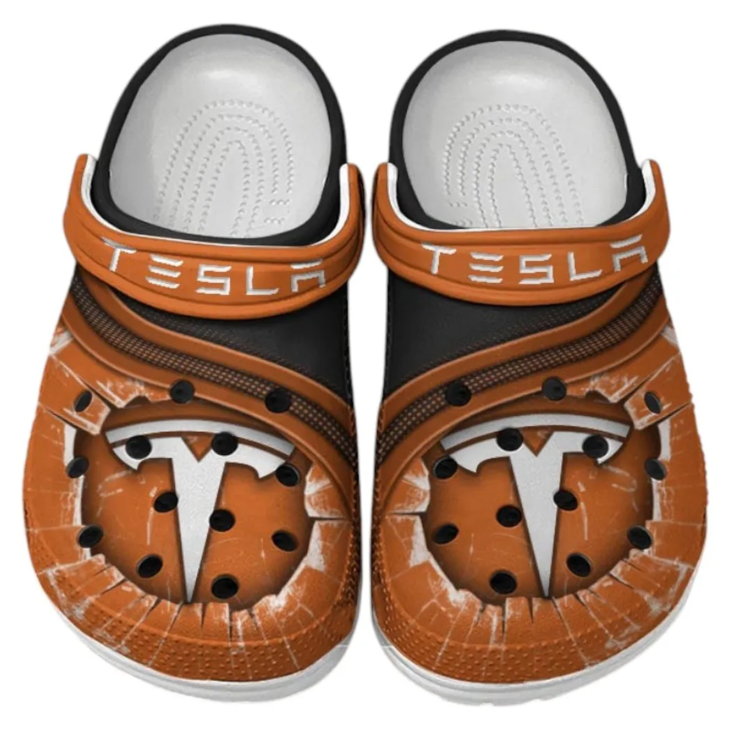 Tesla Crocs Clogs Men Women, Gift For Tesla Fan CAR188032025139 - Orange