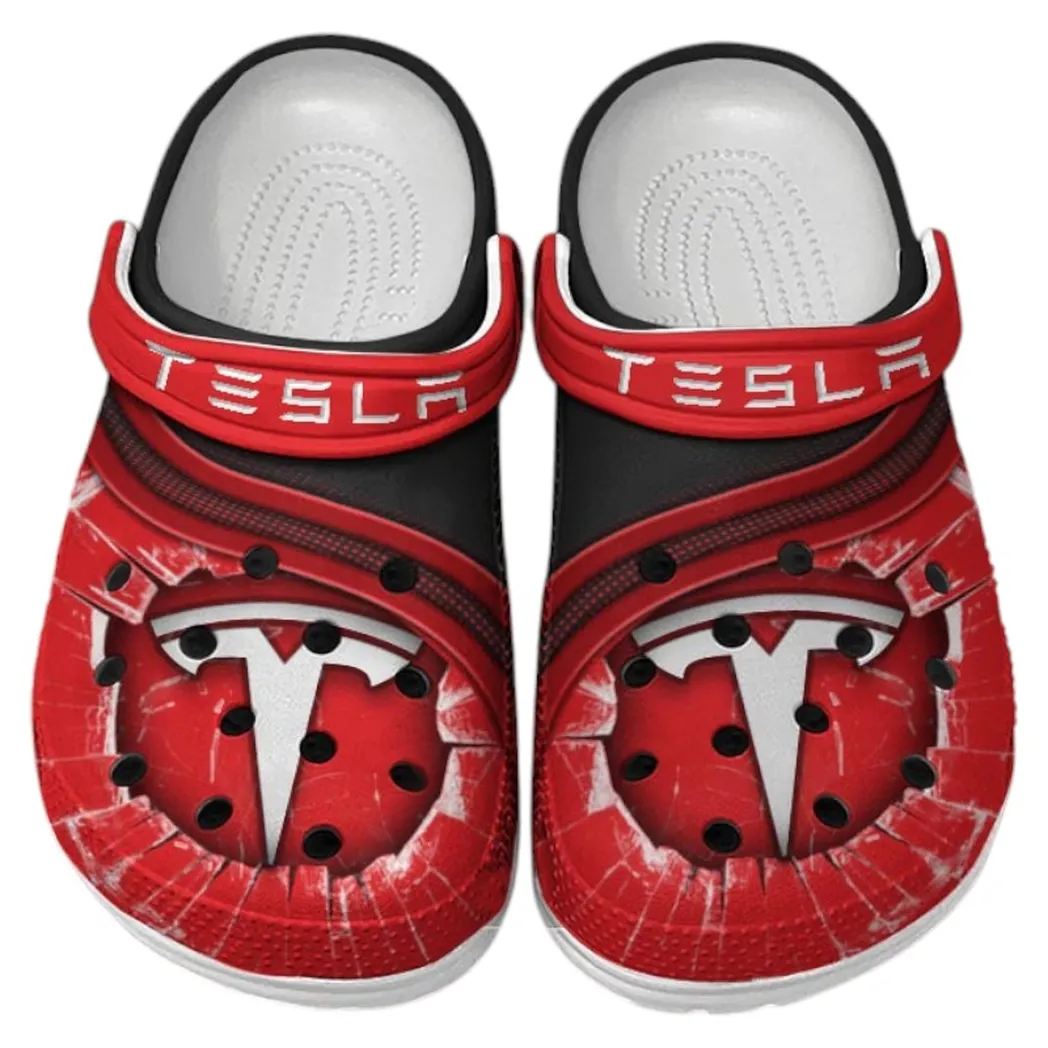 Tesla Crocs Clogs Men Women, Gift For Tesla Fan CAR188032025139 - Red