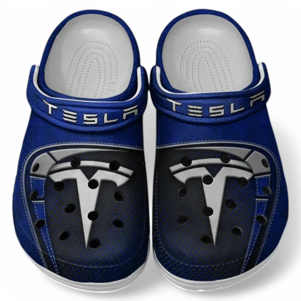 Tesla Crocs Sandals For Men Women, Gift For Tesla Fan CAR177031425583 - Blue
