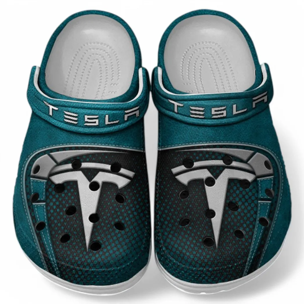 Tesla Crocs Sandals For Men Women, Gift For Tesla Fan CAR177031425583 - Cyan