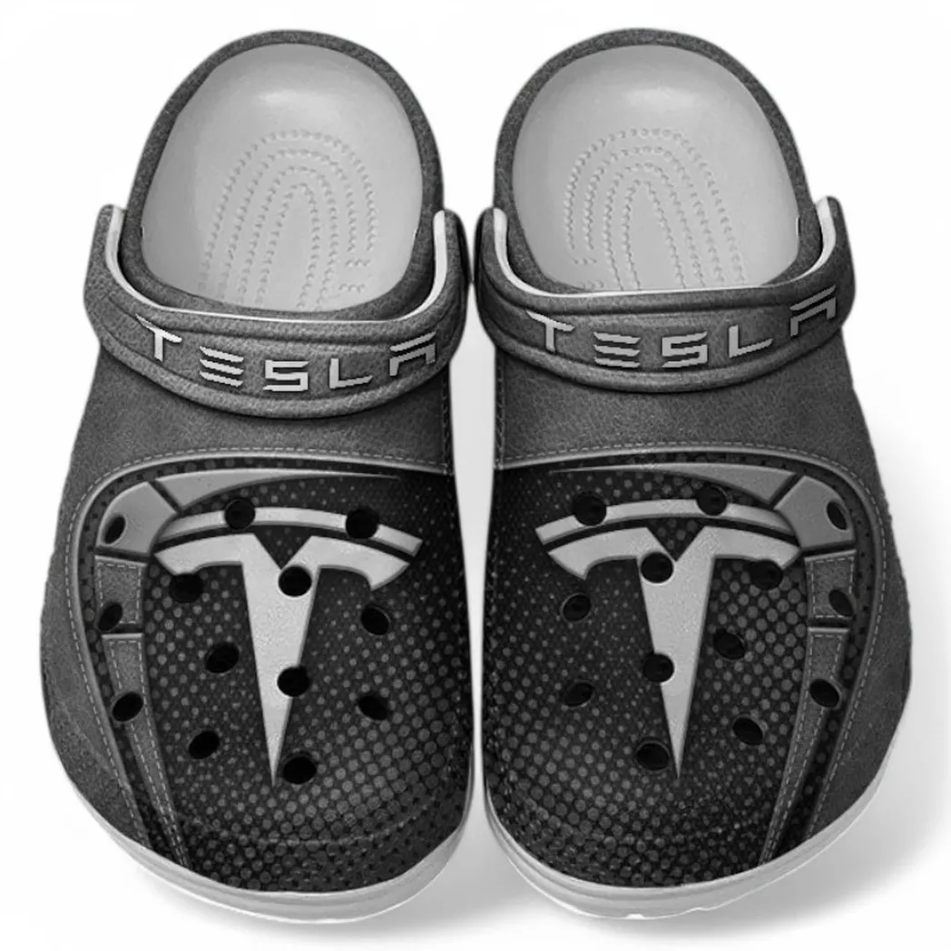 Tesla Crocs Sandals For Men Women, Gift For Tesla Fan CAR177031425583 - Gray