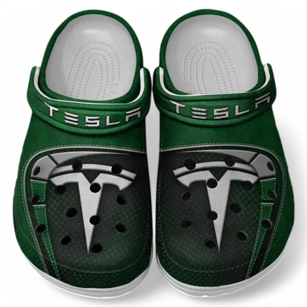 Tesla Crocs Sandals For Men Women, Gift For Tesla Fan CAR177031425583 - Green