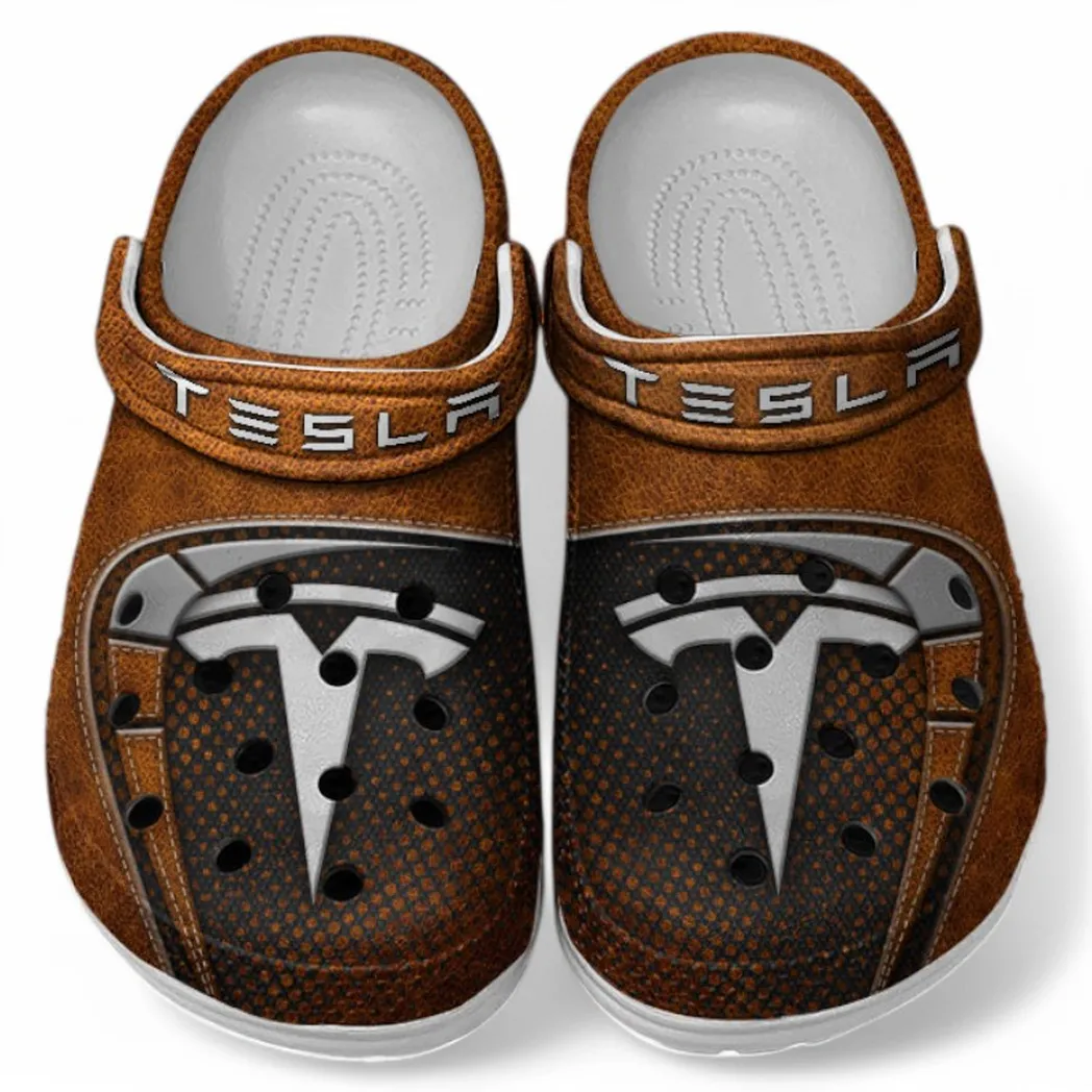 Tesla Crocs Sandals For Men Women, Gift For Tesla Fan CAR177031425583 - Orange