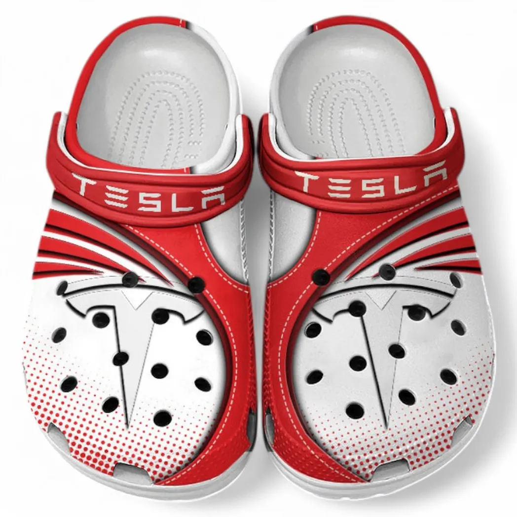 Tesla Crocs Sandals For Men Women, Gift For Tesla Fan CAR181031525734 - Red