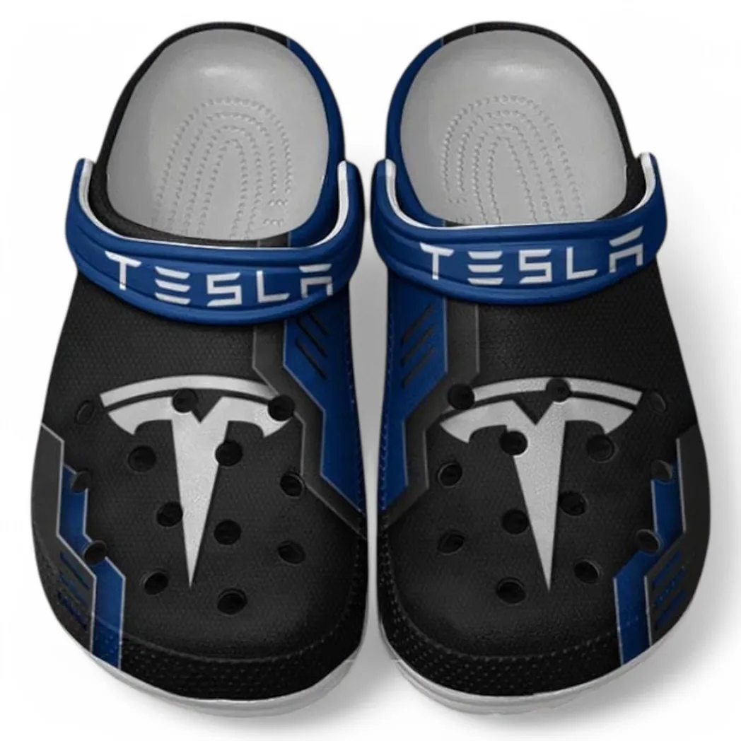 Tesla Crocs Shoes, Clogs Men Women, Gift For Tesla Fan CAR185031525243 - Blue