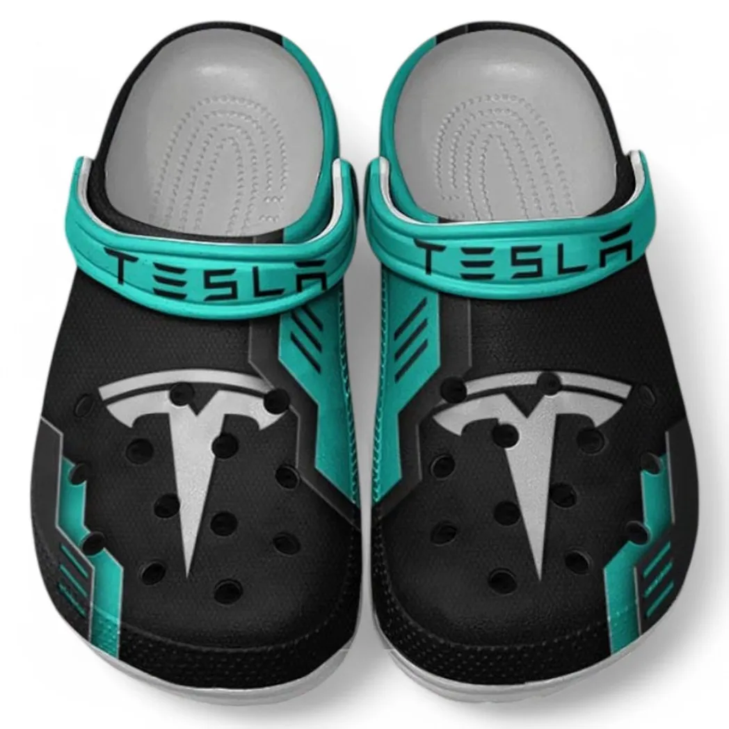 Tesla Crocs Shoes, Clogs Men Women, Gift For Tesla Fan CAR185031525243 - Cyan