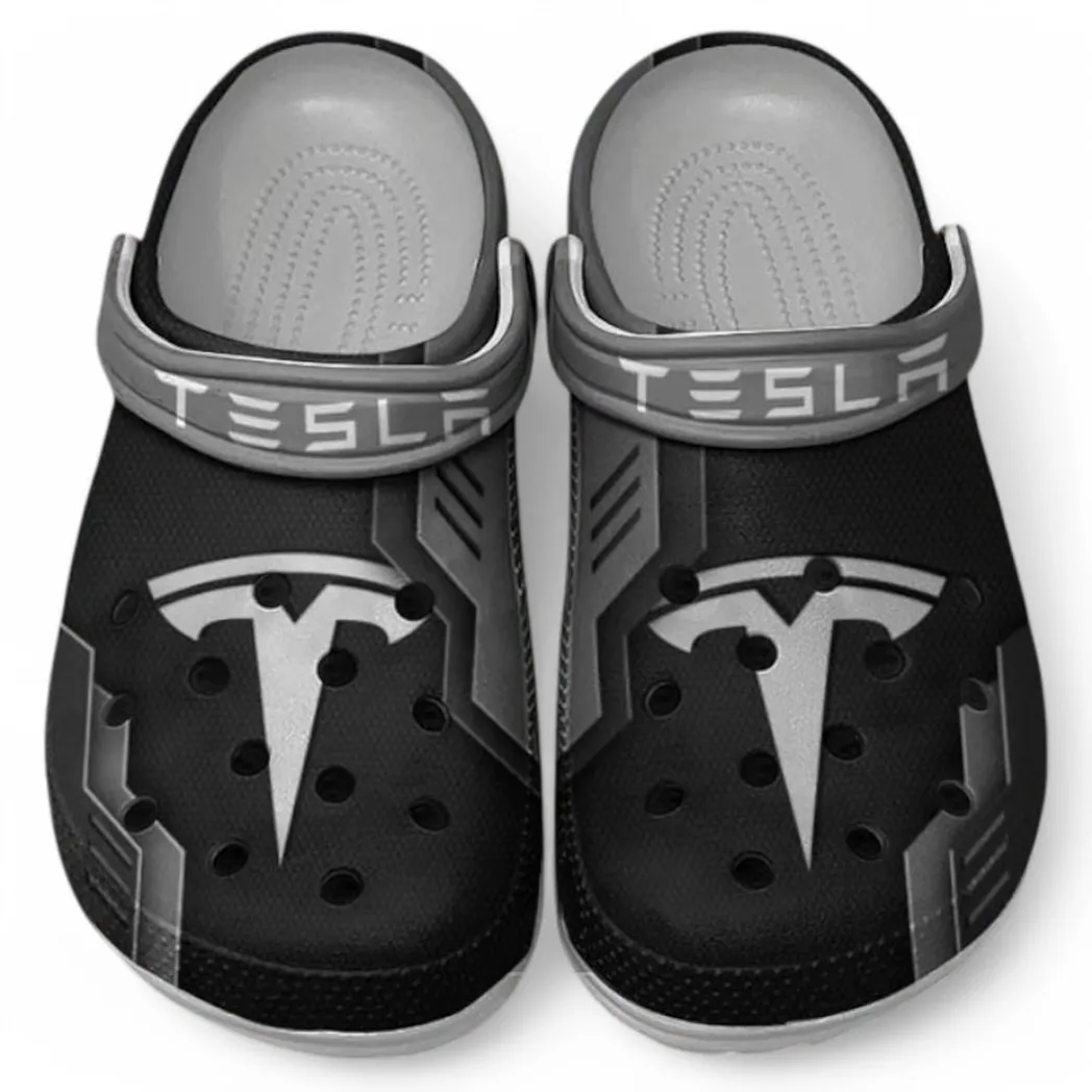 Tesla Crocs Shoes, Clogs Men Women, Gift For Tesla Fan CAR185031525243 - Gray