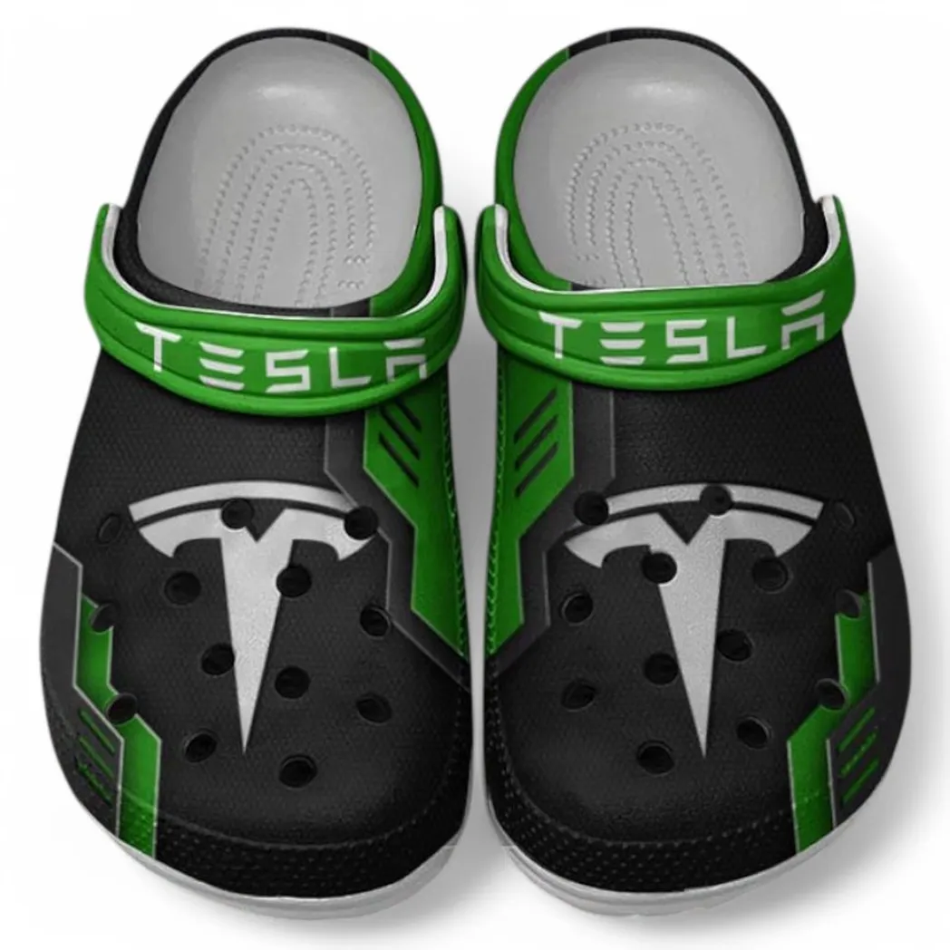 Tesla Crocs Shoes, Clogs Men Women, Gift For Tesla Fan CAR185031525243 - Green