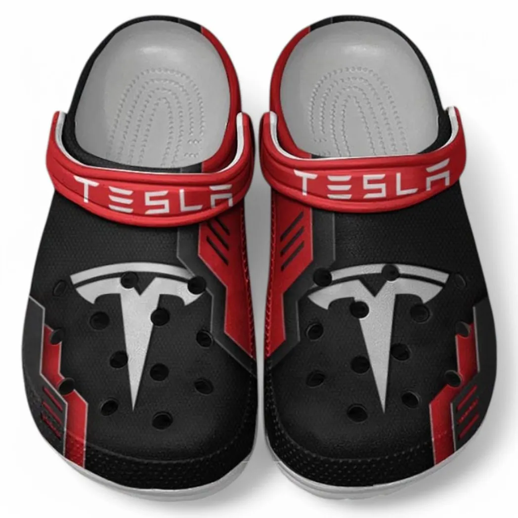 Tesla Crocs Shoes, Clogs Men Women, Gift For Tesla Fan CAR185031525243 - Red