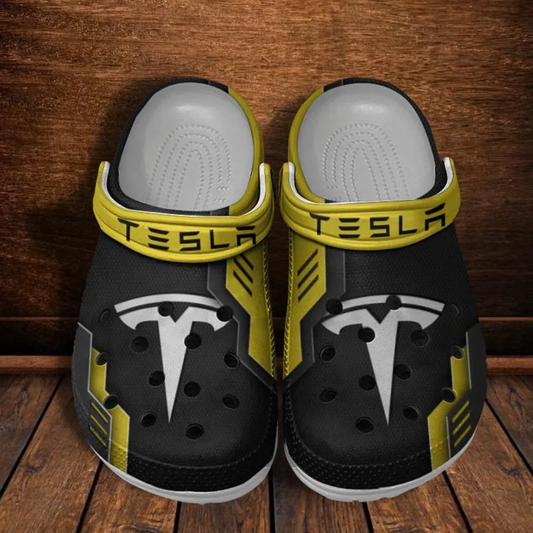 tesla crocs shoes clogs men women gift for tesla fan car185031525243 yellow fiqny
