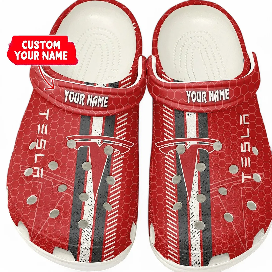Tesla Crocs Shoes Gift For Tesla Lovers, Birthday Gift For Husband, Boyfriend CAR82022025656 - White