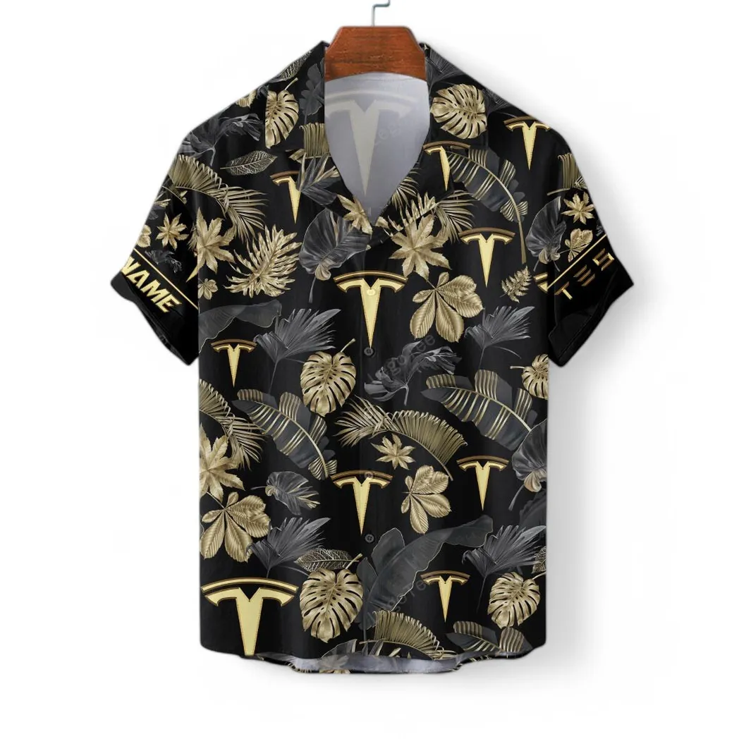 tesla custom hawaiian shirts for men gift for tesla lovers gift for him husband boyfriend car139021125181 2 vinmy