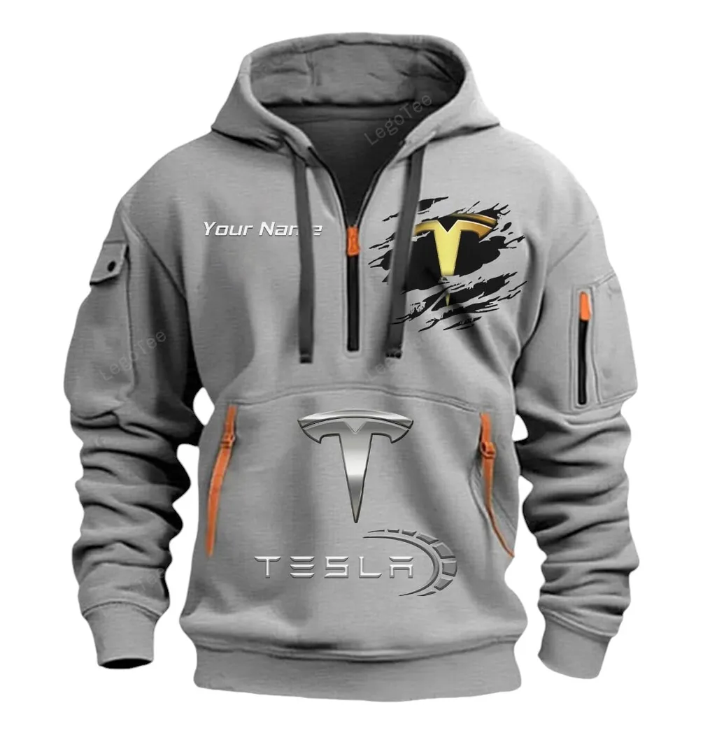 tesla half zip hoodie car113021425841 best gift for him husband boyfriend gray bien0