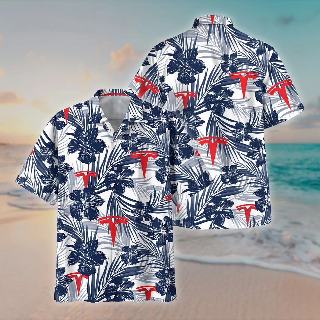 tesla hawaiian shirt for men gift for tesla lovers car203030825736 rzsv6