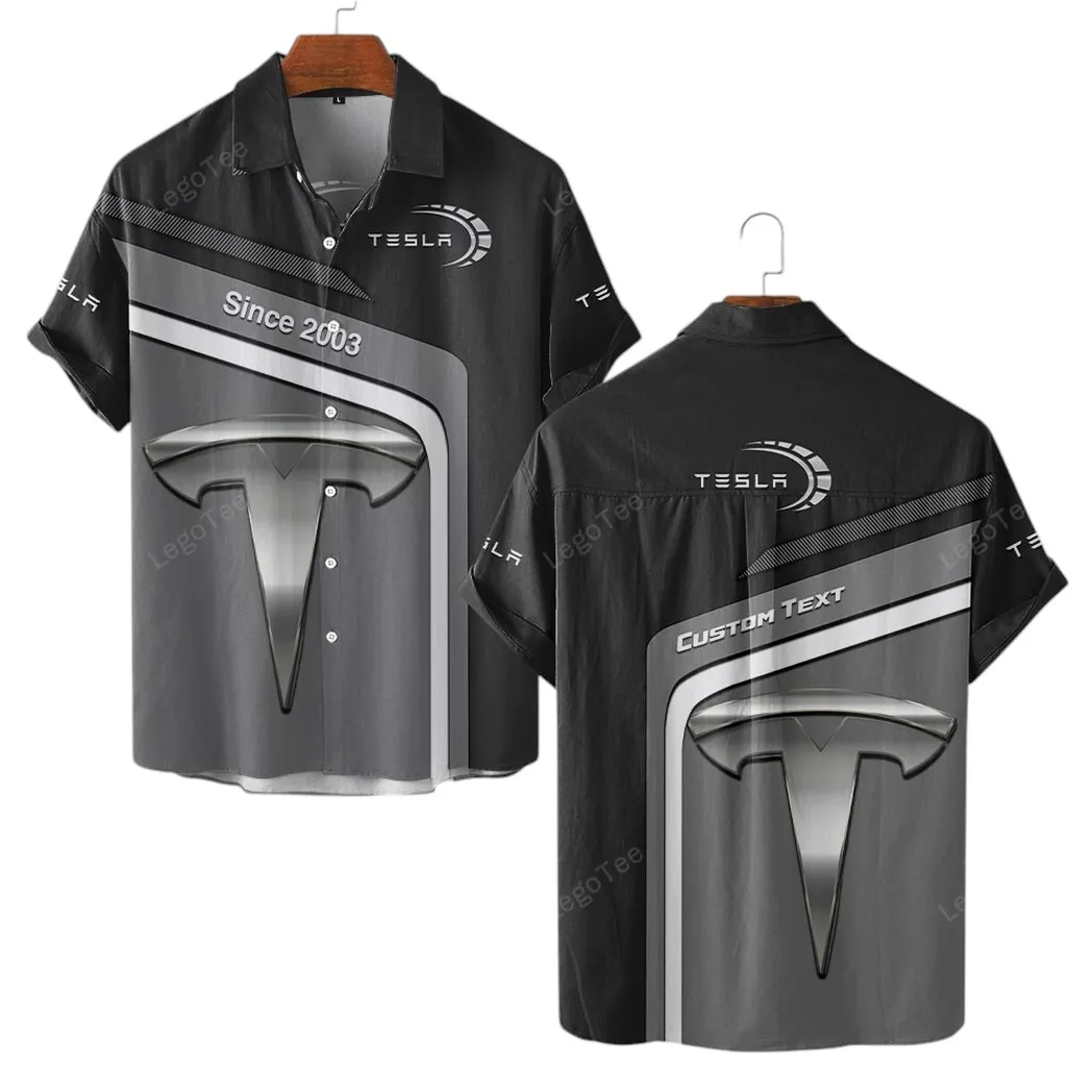 Tesla Hawaiian Shirt For Men, Gift For Tesla Lovers, Gift For Him, Husband, Boyfriend CAR11103032573