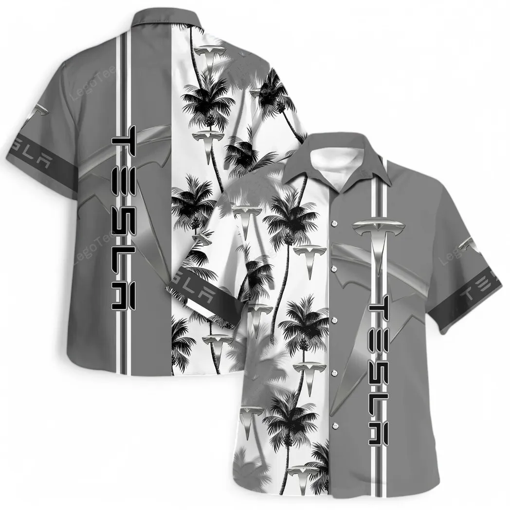 tesla hawaiian shirt for men gift for tesla lovers gift for him husband boyfriend car143021125039 pl36a