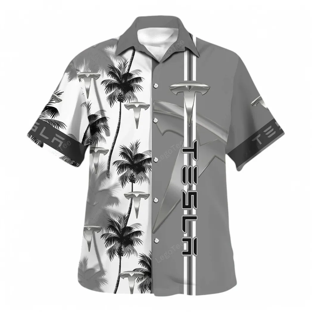 tesla hawaiian shirt for men gift for tesla lovers gift for him husband boyfriend car143021125039 qjpmr