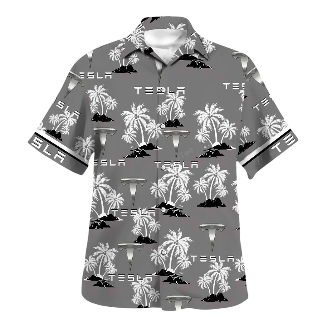 tesla hawaiian shirt for men gift for tesla lovers gift for him husband boyfriend car144021125494 2 k61h5