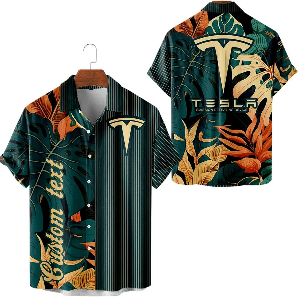 tesla motors vintage hawaiian shirt custom summer style car434041725325 sv63o