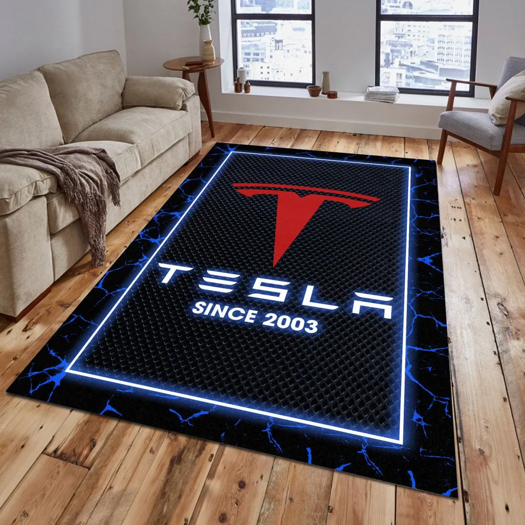tesla rug gift for tesla lovers gift for him husband boyfriend car5202192578 blue lpdw9