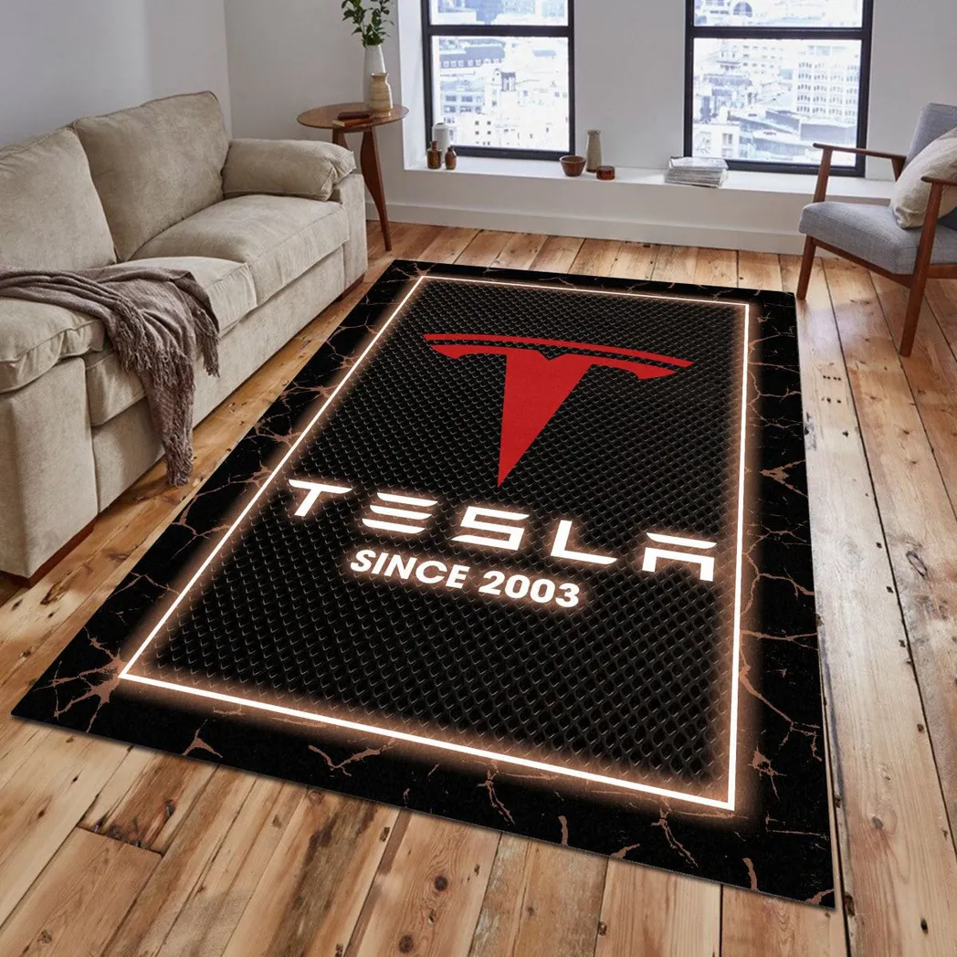 tesla rug gift for tesla lovers gift for him husband boyfriend car5202192578 brown d3oc7