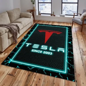 Tesla Rug, All Over Print Carpet For Tesla Lovers CAR5202192578 - Cyan