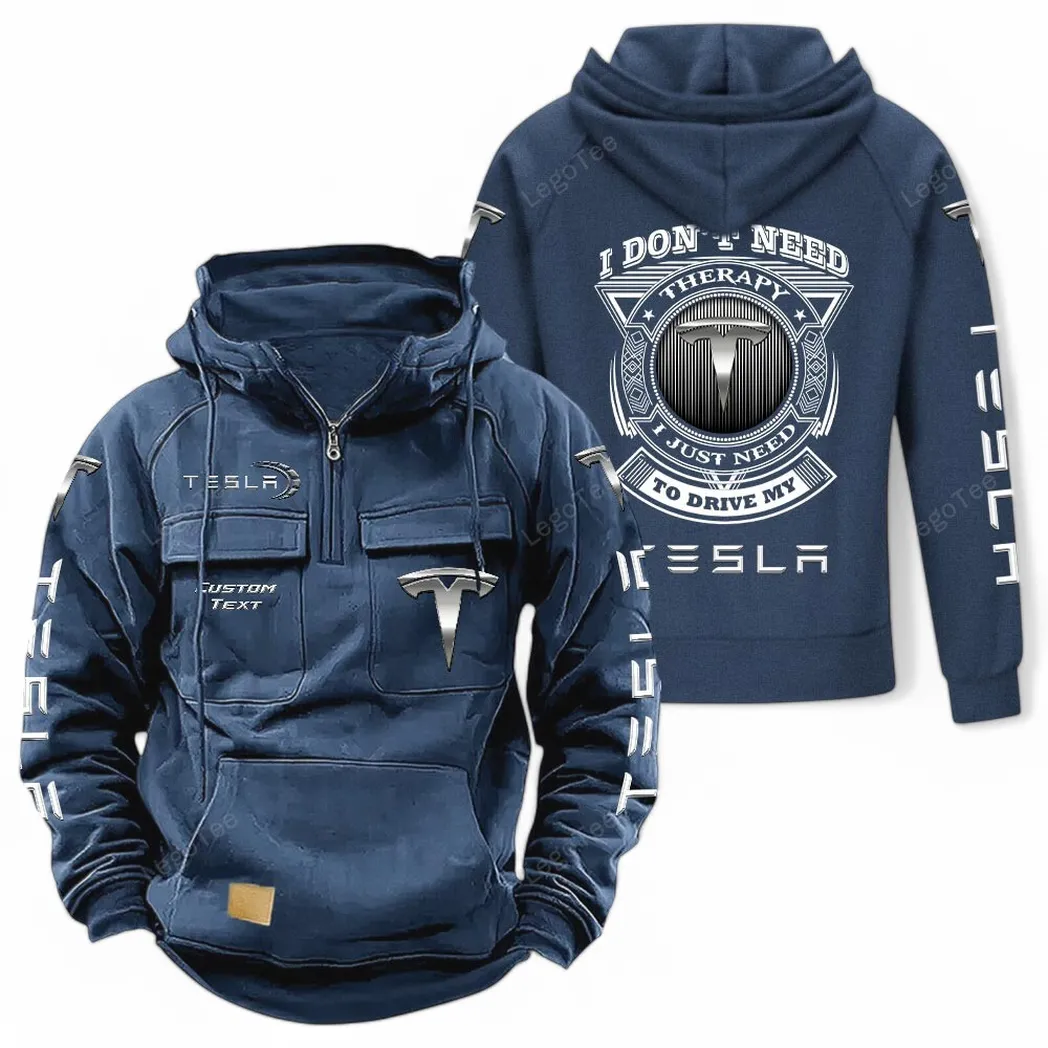 tesla tactical quarter zip hoodie car106021525051 gifts for men him husband boyfriend dark blue fd1to