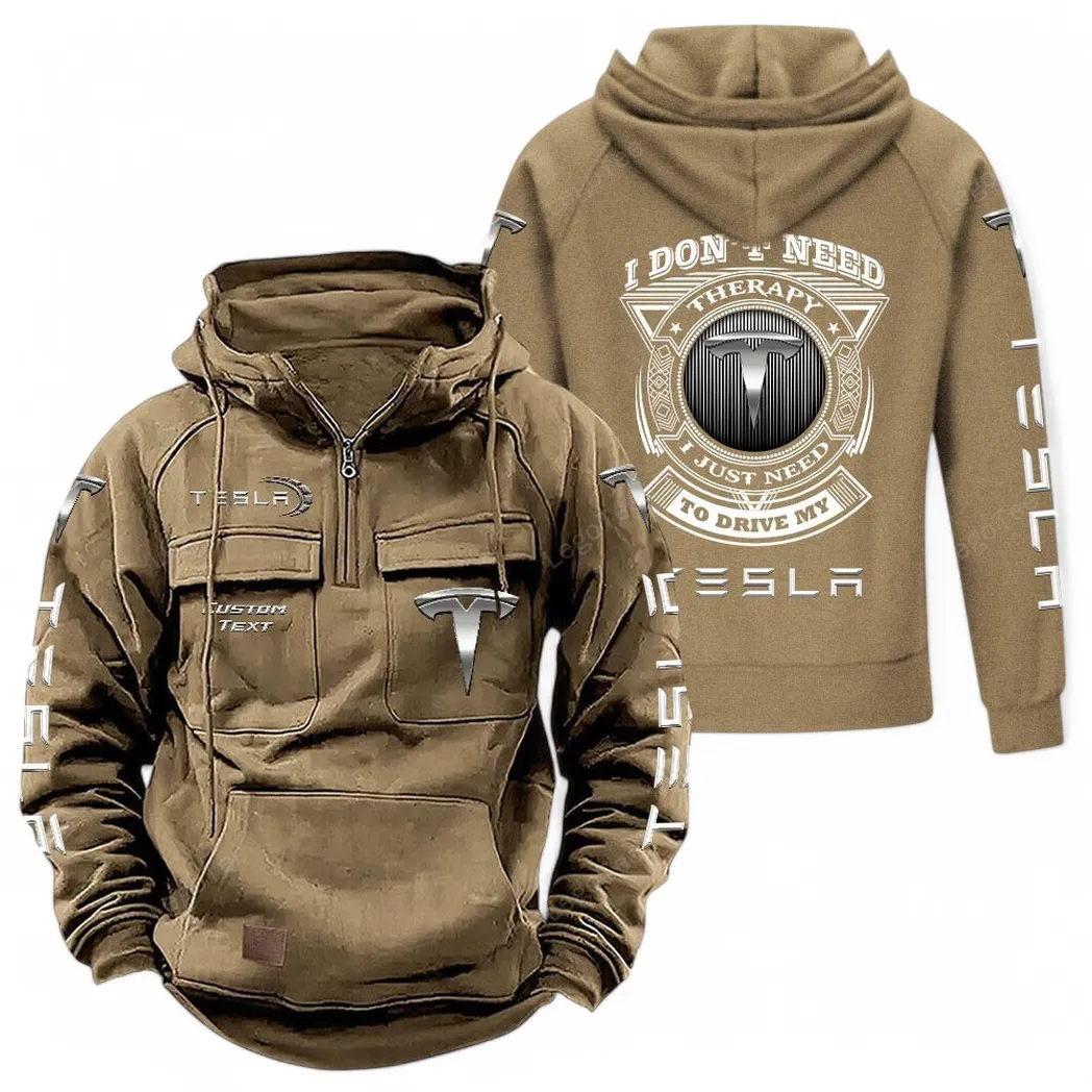 tesla tactical quarter zip hoodie car106021525051 gifts for men him husband boyfriend khaki 31dt6