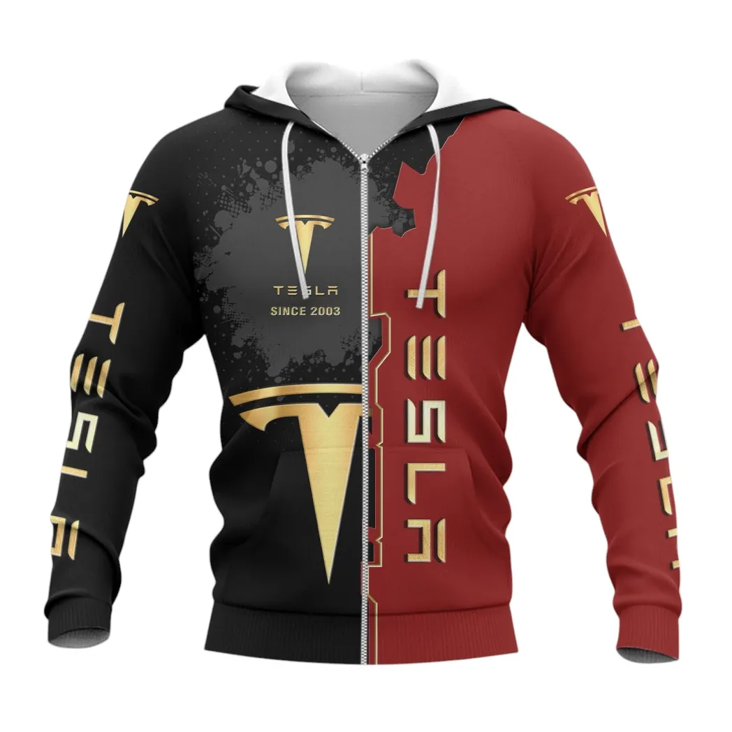 Tesla Zipper Hoodie, Gift For Tesla Lovers, Gift For Him, Husband, Boyfriend CAR44021725086-3