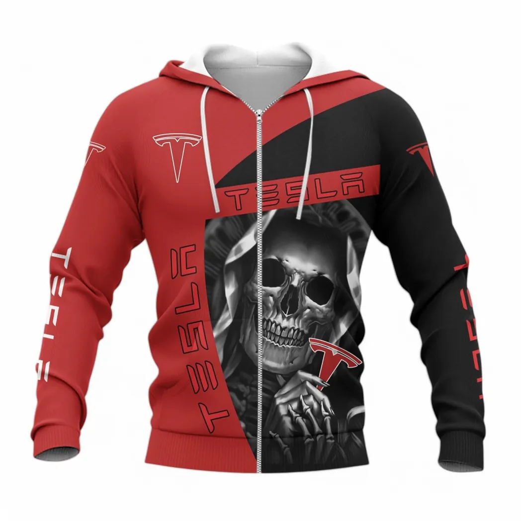 Tesla Zipper Hoodie, Gift For Tesla Lovers, Gift For Him, Husband, Boyfriend CAR6702212561