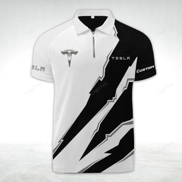 tesla zipper polo shirt gift for tesla lovers gift for gift for him husband boyfriend car128021025029 fchs8