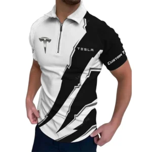 tesla zipper polo shirt gift for tesla lovers gift for gift for him husband boyfriend car128021025029 t79vw