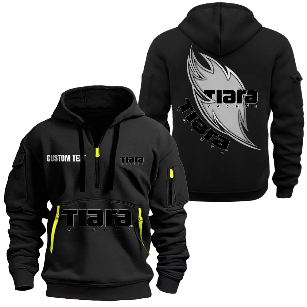 Tiara Yachts Hoodie Half Zipper CAR1701112187, CAR All Over Print Hoodie Half Zipper - Black
