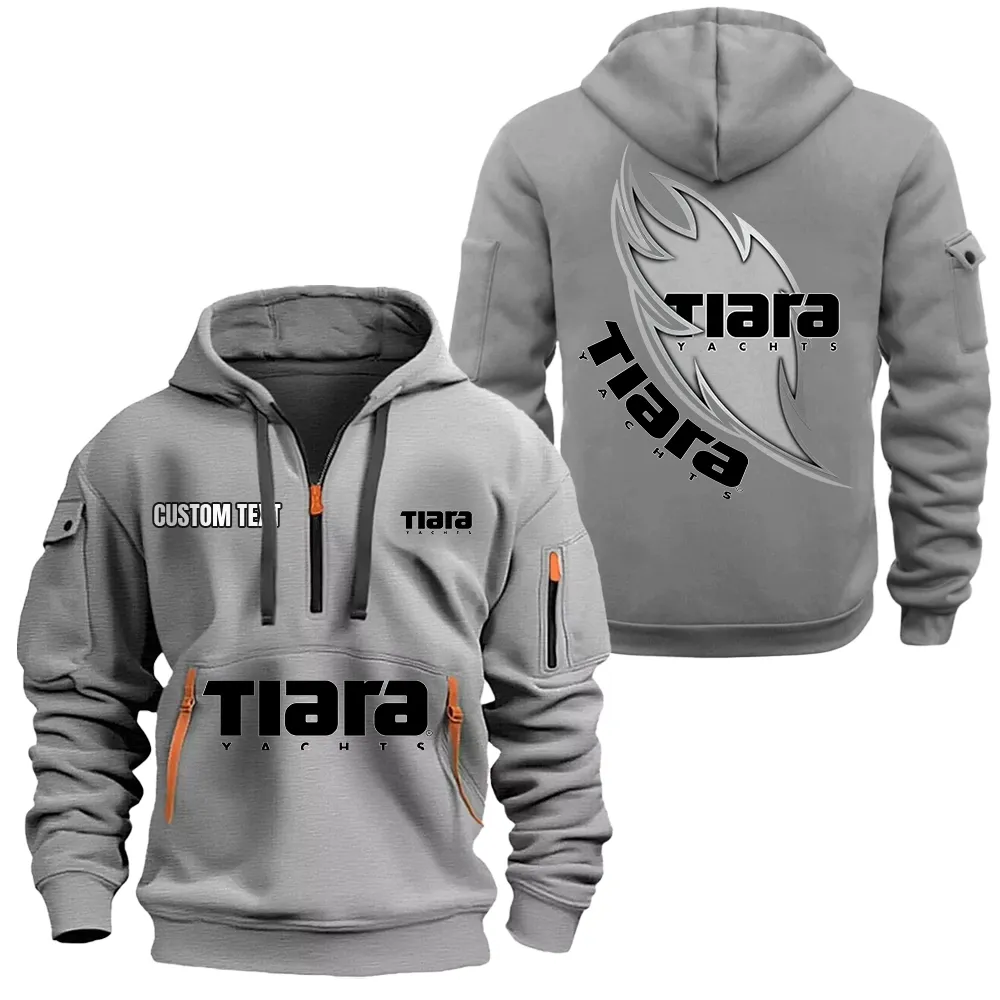 Tiara Yachts Hoodie Half Zipper CAR1701112187, CAR All Over Print Hoodie Half Zipper - Gray