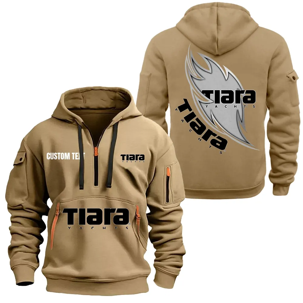 tiara yachts hoodie half zipper car1701112187 car all over print hoodie half zipper khaki vfwco