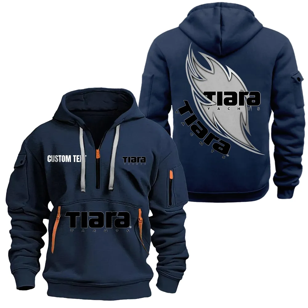 Tiara Yachts Hoodie Half Zipper CAR1701112187, CAR All Over Print Hoodie Half Zipper - Navy