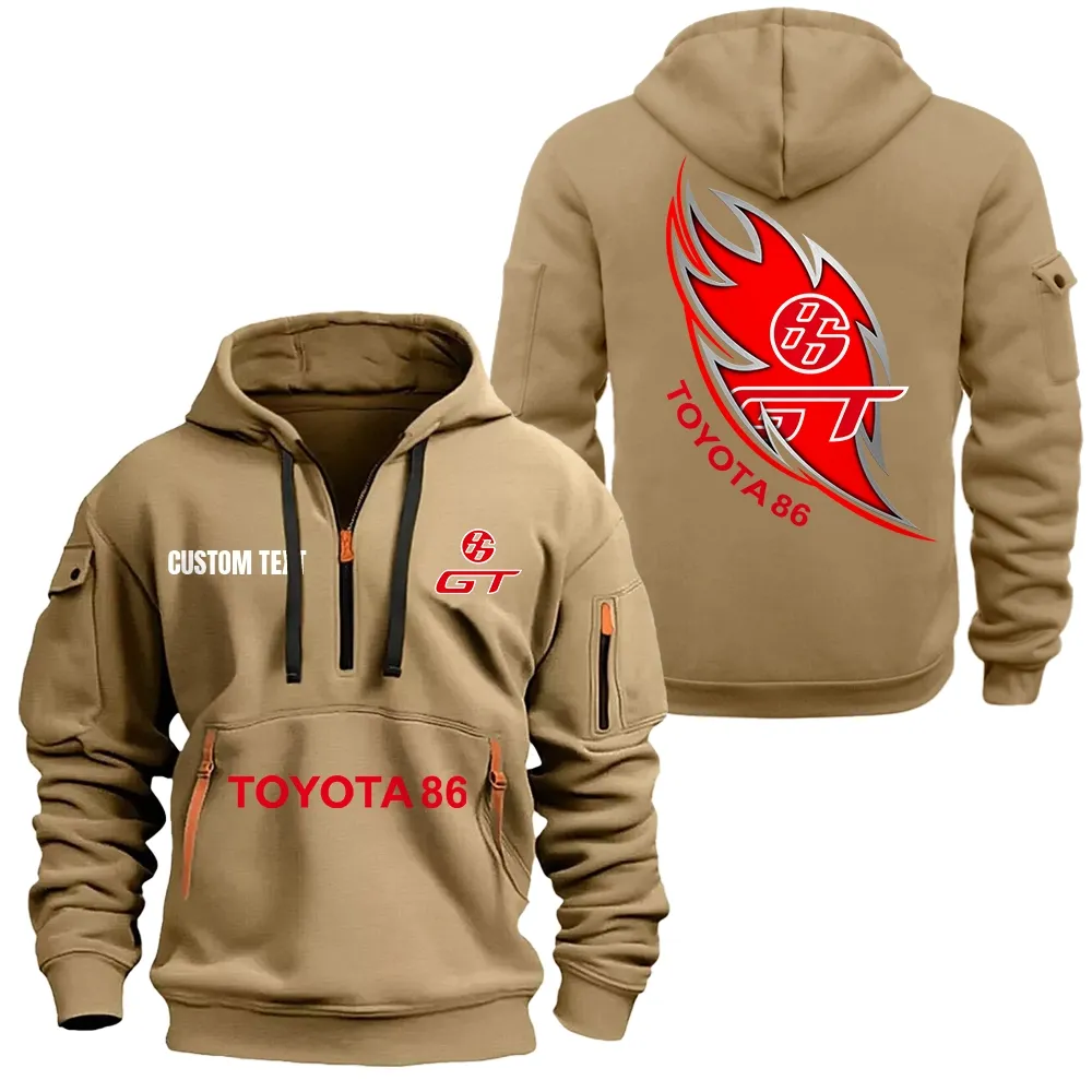 toyota 86 Hoodie Half Zipper CAR1701112189, CAR All Over Print Hoodie Half Zipper - Khaki
