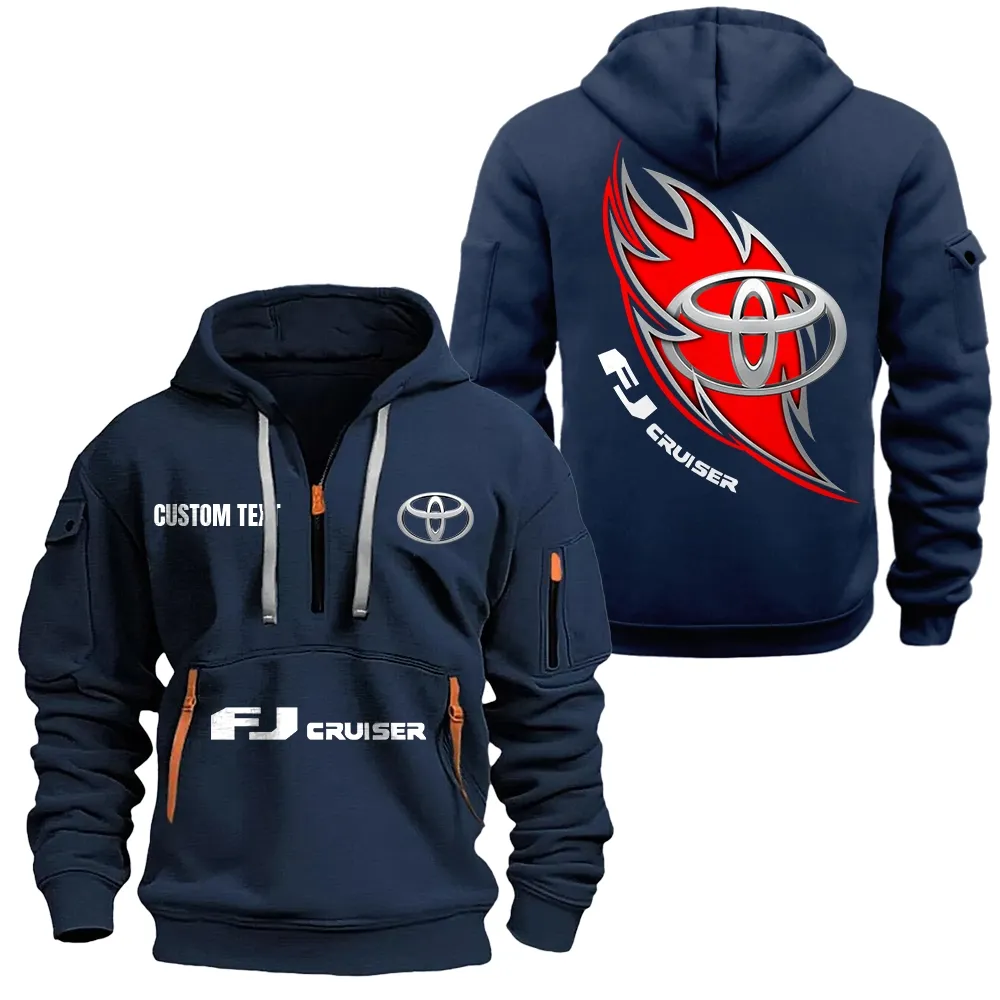 toyota fj cruiser Hoodie Half Zipper CAR1701112191, CAR All Over Print Hoodie Half Zipper - Navy