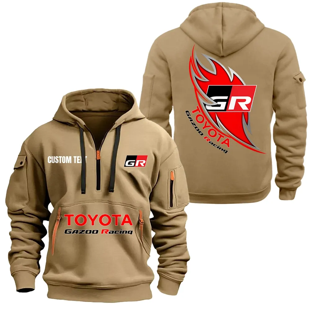 toyota gazoo racing hoodie half zipper car1701112192 car all over print hoodie half zipper khaki yyh0q