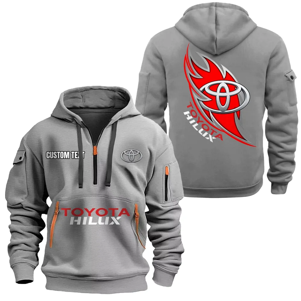 Toyota Hilux Hoodie Half Zipper CAR1701112193, CAR All Over Print Hoodie Half Zipper - Gray