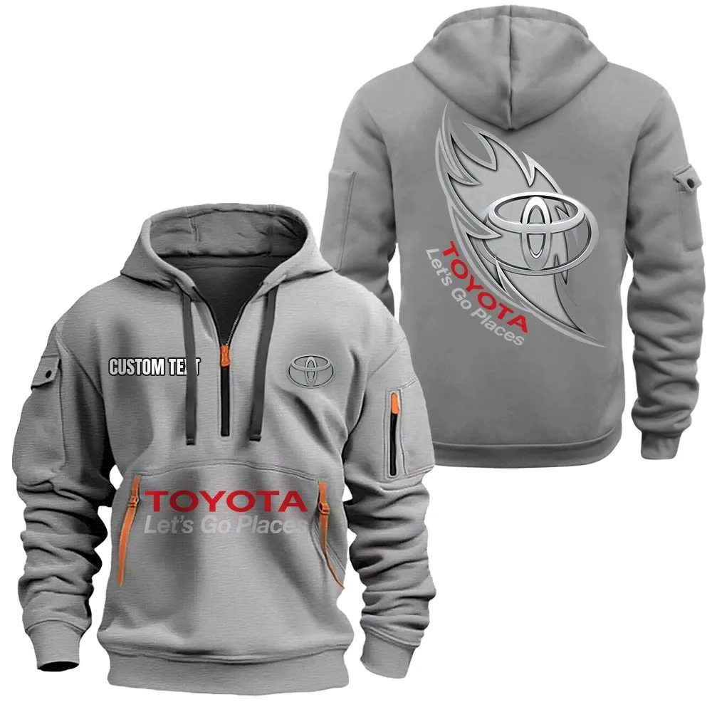 Toyota Hoodie Half Zipper CAR1701112195, CAR All Over Print Hoodie Half Zipper - Gray