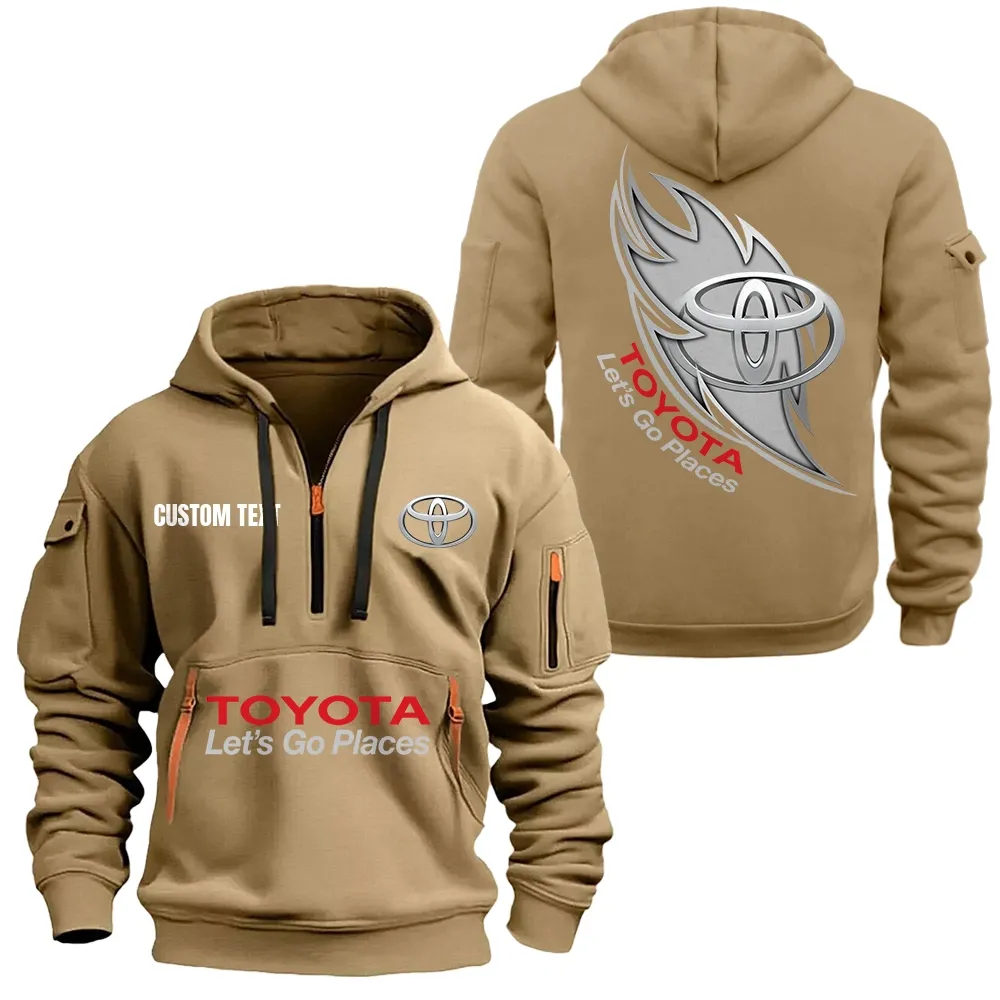 Toyota Hoodie Half Zipper CAR1701112195, CAR All Over Print Hoodie Half Zipper - Khaki