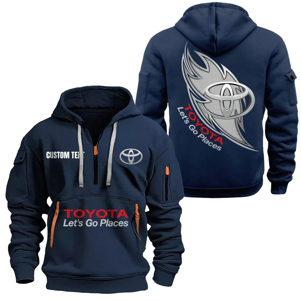 Toyota Hoodie Half Zipper CAR1701112195, CAR All Over Print Hoodie Half Zipper - Navy